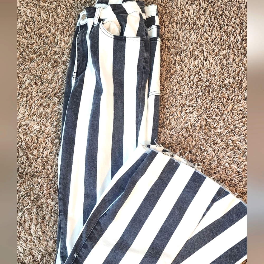 Striped Black and White Women's Jeans